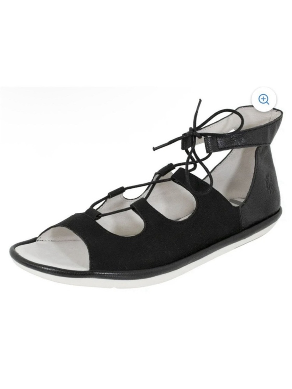 FLY LONDON MURA BLACK LACE UP SANDALS 38 7.5-8 - Picture 2 of 9